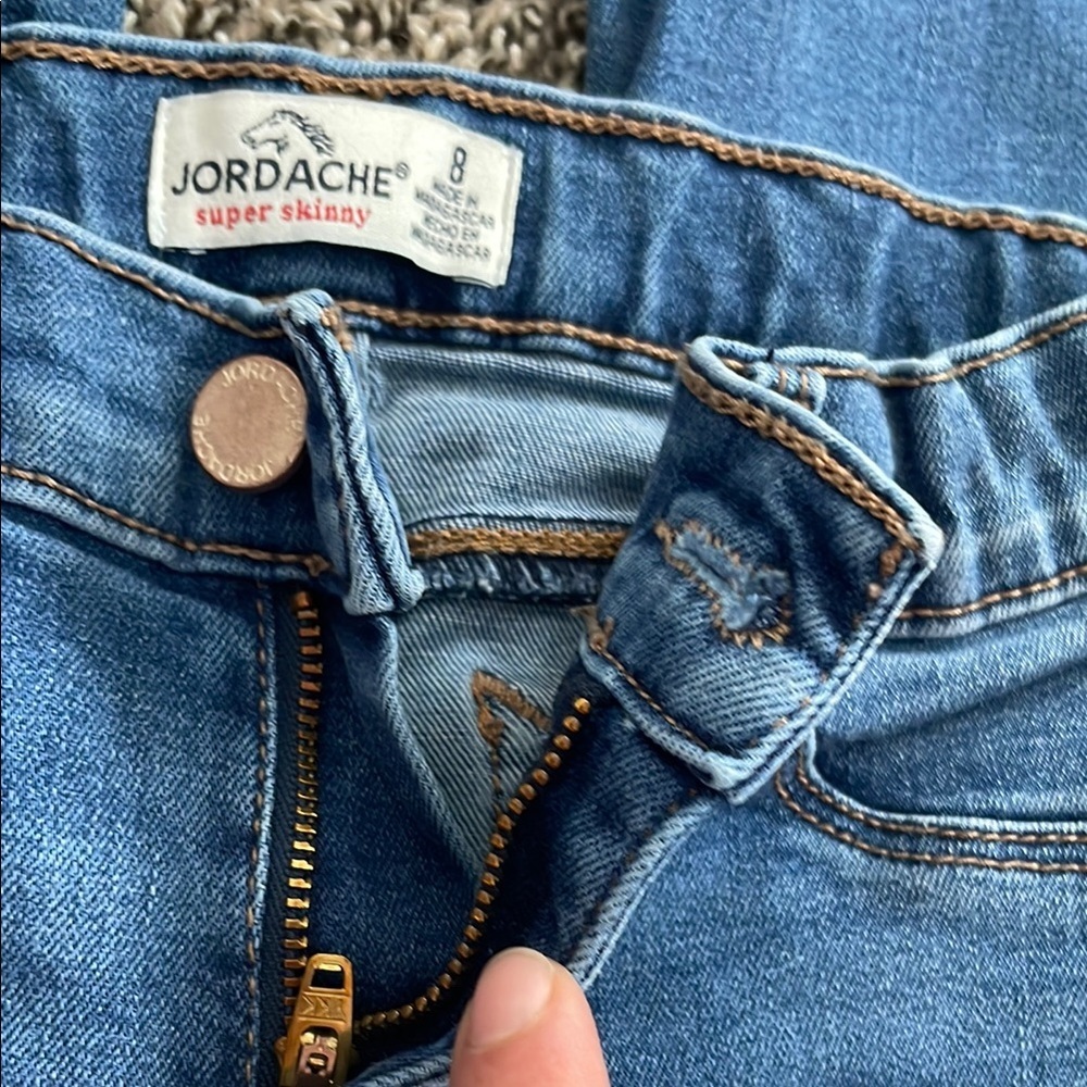Jordache Kids Super Skinny Blue Distressed Jeans - Picture 4 of 8